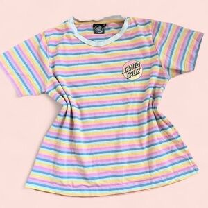 Santa Cruz Skateboard Company Striped T Shirt, Large